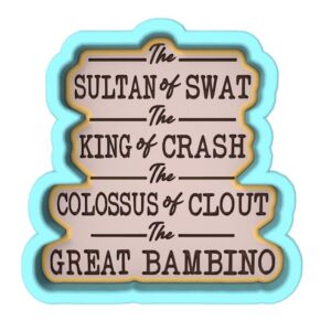 The Great Bambino Cookie Cutter Black cookie Stamp and Stencil Set for Baseball and Sports Lover Cookies, Babe Ruth Inspired Fondant Cutter, Sugar Cookie Mold, Dessert Decorating Suppl