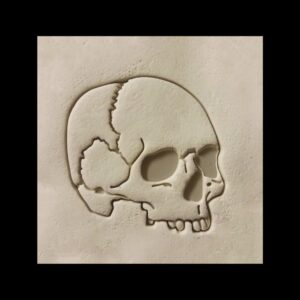 Jawless Skull Face Black Cookie Cookie Cutter for Halloween Party Baking Spooky Horror Theme Biscuit Making Tool for Haunted House October Celebration Scary Dessert Decoration Skeleton