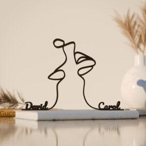 Personalized The Kiss Line Art Figure Plastic Name Decor Romantic Couple Inspired Gift Idea Minimal Art Statue for Desk Shelf Home Office Display Modern Interior India