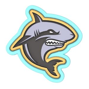 Shark Mascot Cookie Cutter Black cookie Stamp and Stencil Set for Sports and Animal Lover Cookies, Fun Shark Fondant Cutter, Sugar Cookie Mold, Dessert Decorating Supplies India