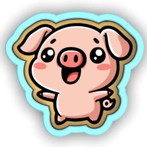Pig Cute Piglet Cookie Cutter Black cookie Stamp and Stencil Set for Farm Animal and Barnyard Themed Baking, Sugar Cookie Mold, Fondant Cutter, Baking Decoration Tools for Kids, Famili