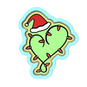 Christmas Heart Santa Hat Cookie Cutter Black cookie Stamp and Stencil Set for Holiday and Festive-Themed Cookies, Heart and Santa Hat Fondant Cutter, Sugar Cookie Mold, Dessert Decora