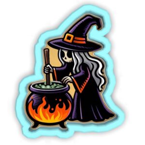 Witch Stirring Cauldron Cookie Cutter Black cookie Stamp and Stencil Set for Halloween, Spooky, and Character-Themed Baking, Sugar Cookie Mold, Fondant Cutter, Baking Decoration Tools