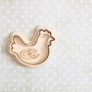 Hen cookie cutter set for baking chicken shaped cookies fondant cake toppers farm animal party treats kids baking crafts barnyard decorations Easter celebrations and kitchen baking