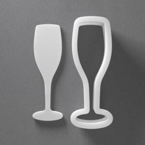 Black cookie Champagne Flute Sparkling Wine Glass Cookie Cutter Set for Polymer Clay Jewelry Earrings Biscuit Fondant Craft Tool Mirrored Pair Suitable Mini Medium Large Sizes