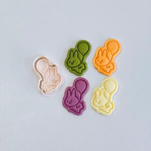 Black Balloon Bunny Cookie Cutter New Year Easter Spring Bunny with Balloon Cookie Cutter Stamp Set India cookie Festive Baking Tool for Homemade Cookies Cakes and Seasonal Treats