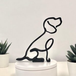 Beagle Black Line Art Dog Silhouette Sculpture Minimalist Animal Figurine Gift for Dog Lovers Home Office Decor Tabletop Accent Pet Memorial Display for Living Room Shelf or Desk