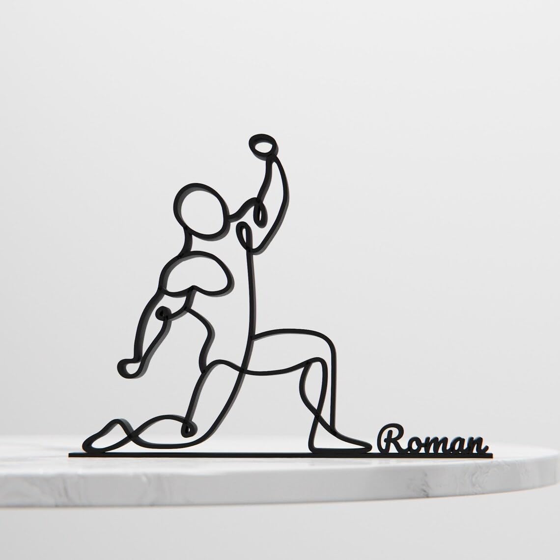 Personalized Wrestler Inspired Line Art Figure Plastic Name Display Decor Gift for Fitness Lovers Home Office Desk Shelf Minimal Modern Strength Art India - Image 4