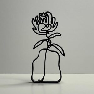 Minimalist Peony Plant Line Art Sculpture India Statue Modern Abstract Shelf Decor for Home Office Unique Artistic Gift Idea for Nature and Plant Art Enthusiasts