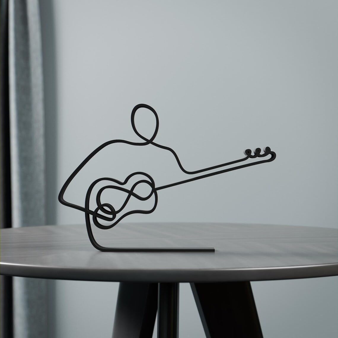 Black Tar Player Personalized Plastic Line Art Figure Custom Name Musician Art Sculpture Modern Home Office Shelf Desk Display Accent Minimal String Instrument Inspired Creative Interior Artwork India - Image 5