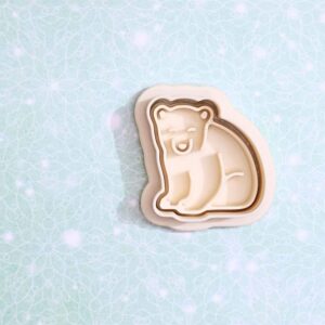 Baby Bear Sitting Cookie Cutter Set for Animal Theme Baking Cute Bear Shape Biscuit Pastry Fondant Sugar Paste Cutters for Kids Birthday Homemade Cookies Cake Decoration and Kitchen