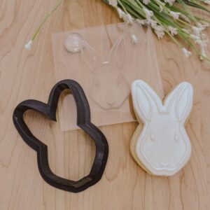 Easter Bunny Cookie Cutter and Fondant Embosser Set of 2, Rabbit Fondant Stamp, Modern Bunny Cookie Cutter for Easter Treats, Durable Cookie Set Made in India