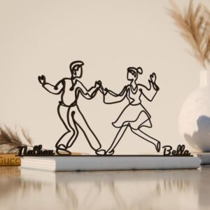 Personalized Lindy Hop Dancers Minimal Line Art Figure Plastic Name Dance Decor Gift for Desk Shelf Home Office Modern Interior Art Display India