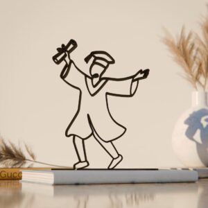 Black Graduate Plastic Line Art Sculpture for Graduation Gift, Modern Minimalist Academic Figure for Home Office Decoration, Elegant Artwork for Student Achievement Display India