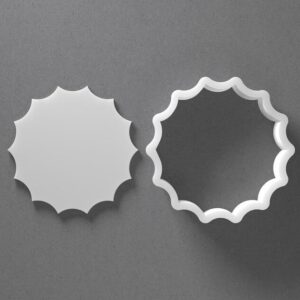 Black cookie Inverse Scalloped Circle Round Cookie Cutter Set for Polymer Clay Jewelry Earrings Biscuit Fondant Craft Tool Mirrored Pair Suitable Mini Medium Large Sizes
