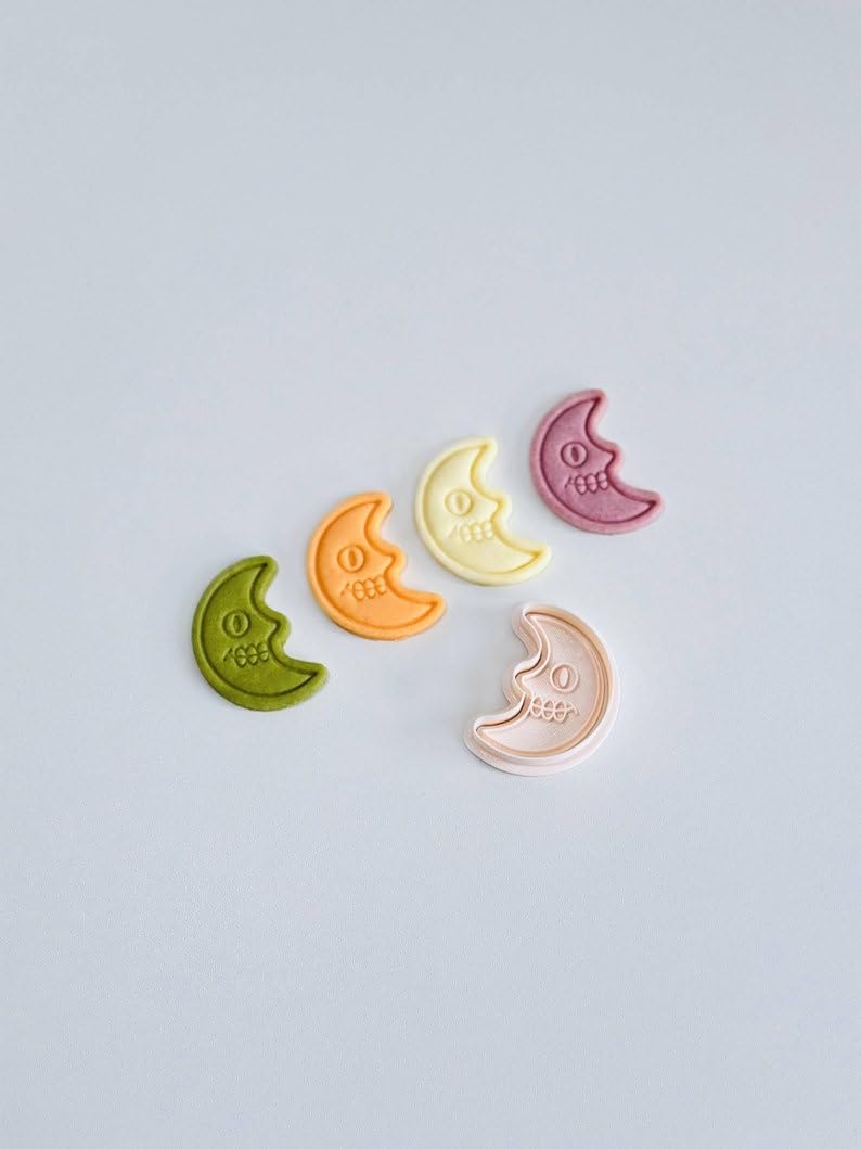 Black Moon Cookie Cutter Halloween Crescent Moon Cookie Cutter Stamp Set India cookie Spooky Moon Fondant Molds Black Moon Shaped Baking Tool for Homemade Cookies and Cakes