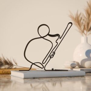 Black Modern Bassoon Player Plastic Line Art Figure Creative Sculpture Stylish Decor Accent for Living Room Office Studio Table Shelf Display Unique Music Gift for Bassoon Fans and Room Styling India
