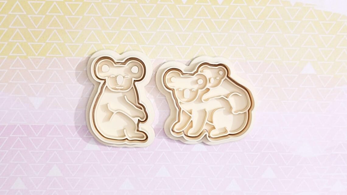 Koala with Baby Cookie Cutter Set for Animal Theme Baking Fondant Sugar Paste Cupcake Decoration Cute Wildlife Cookies DIY Crafts Australian Forest Party Favors for Kids and Family - Image 3