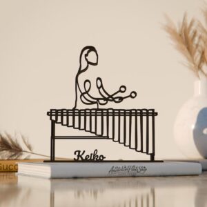 Female Marimba Player Personalized Line Art Figure Plastic Modern Home Decor Sculpture with Custom Name for Music Lovers Desk Shelf Table Display Minimal Artistic Accent India