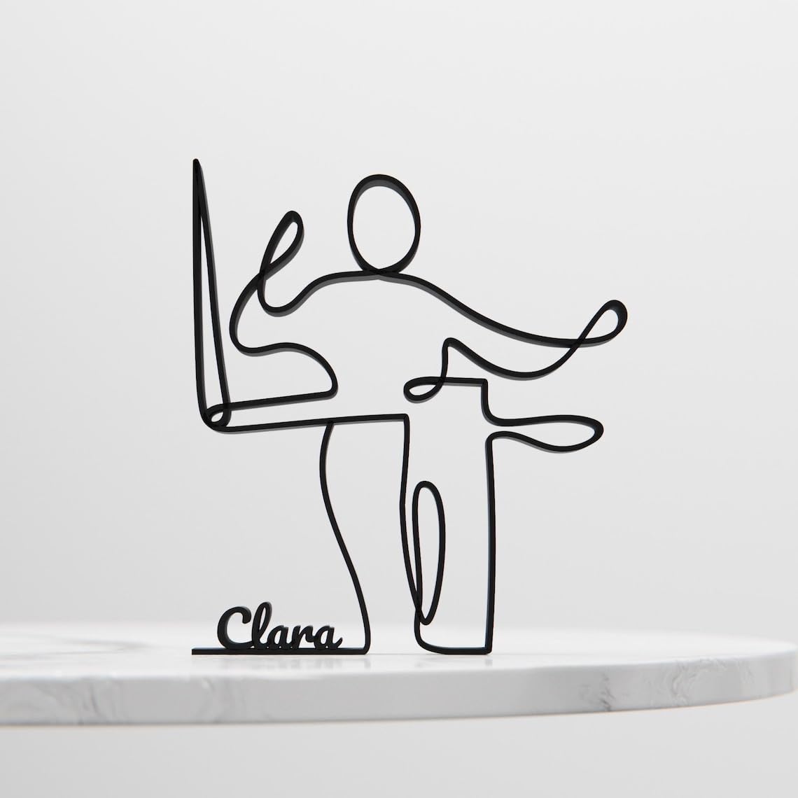 Black Theremin Player Personalized Plastic Line Art Sculpture Custom Name Electronic Music Inspired Decorative Figure Modern Musician Home Decor Desk Shelf Display Creative Artwork Accent India - Image 5