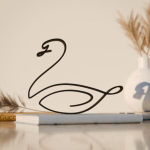 Personalized Swan Plastic Minimal Line Art Sculpture Custom Name Bird Decor Figure for Desk Shelf Living Room Personalized Home Office Styling