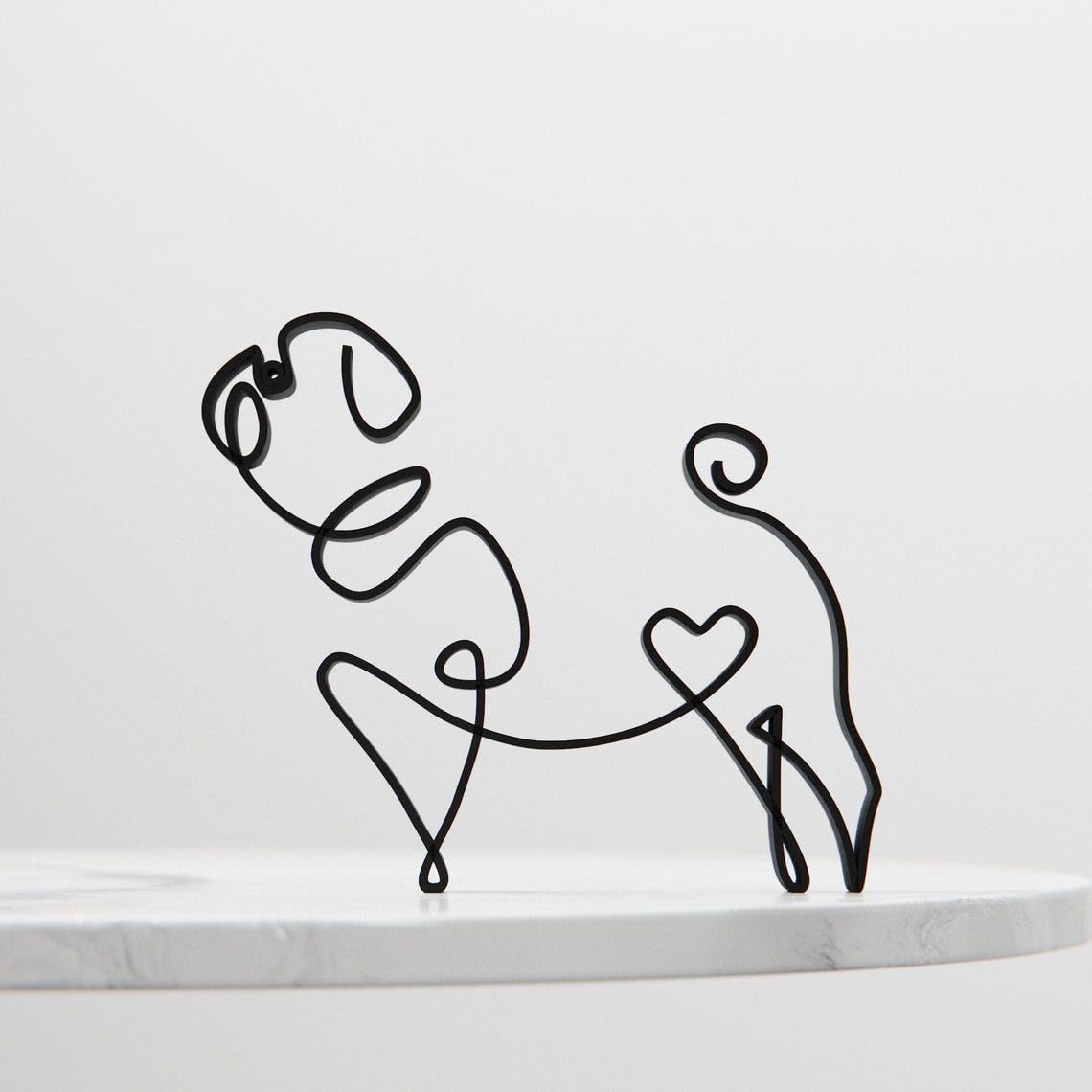 Pug Dog Personalized Line Art Figure Plastic Dog Home Decor with Custom Name for Dog Lovers Desk Shelf Table Living Room Office Creative Display Minimalist Art India - Image 5