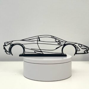 Black Line Art McLaren 720S Car Silhouette Custom Nameplate Gift for Supercar Enthusiasts Sports Car Decor for Office Desk Garage Racing Lover Display Automotive Collectible