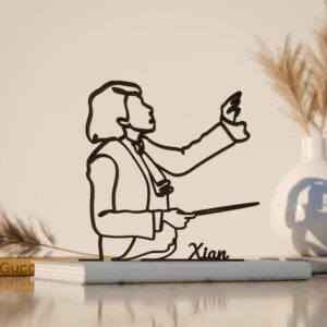 Female Conductor Personalized Line Art Figure Plastic Minimal Home Decor with Name Detail for Music Lovers Office Desk Shelf Living Room Table Display Artistic Gift India