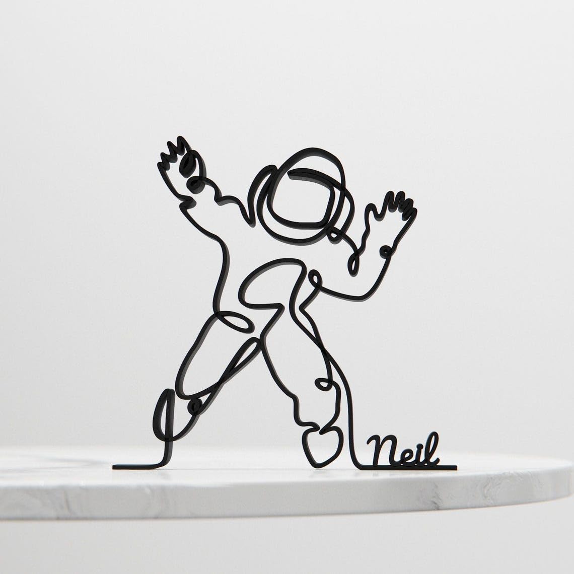 Astronaut Inspired Line Art Figure Plastic Minimal Space Decor Statue for Home Office Desk Shelf Modern Interior Art Gift Exploration India - Image 4