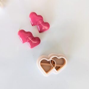 Double Heart Clay Earring Cutter for Polymer Clay Jewelry Making Valentine Heart Shape Earring Cutters Set for DIY Handmade Accessories and Crafts Clay Jewelry Design Tool