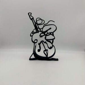 India Statue One Line Musician with Bass Guitar Sculpture Modern Self Standing Decorative Art for Tabletop Home Office Shelf or Unique Music Inspired Gift for Any Occasion