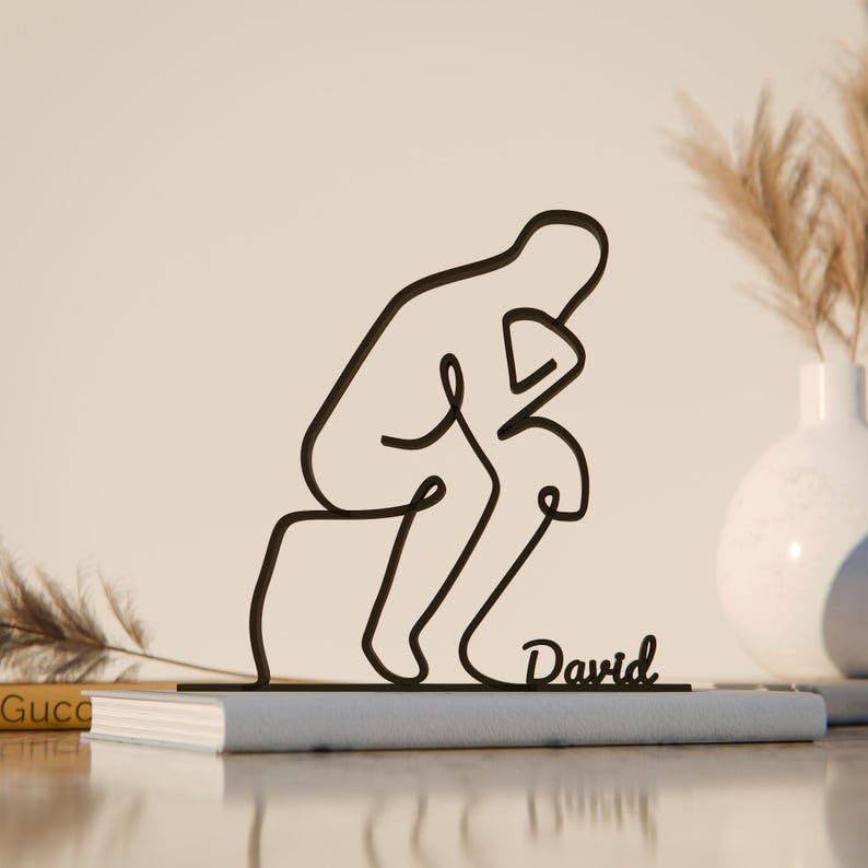 The Thinker Minimal Line Art Figure Plastic Philosophy Inspired Decor Gift for Desk Shelf Home Office Modern Interior Art Display for Everyday Reflection India