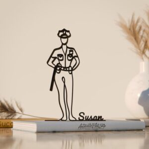 Female Police Officer Line Art Figure Plastic Law Enforcement Decor Gift Idea Minimal Art Statue for Desk Shelf Home Office Display Modern Interior Inspiration India