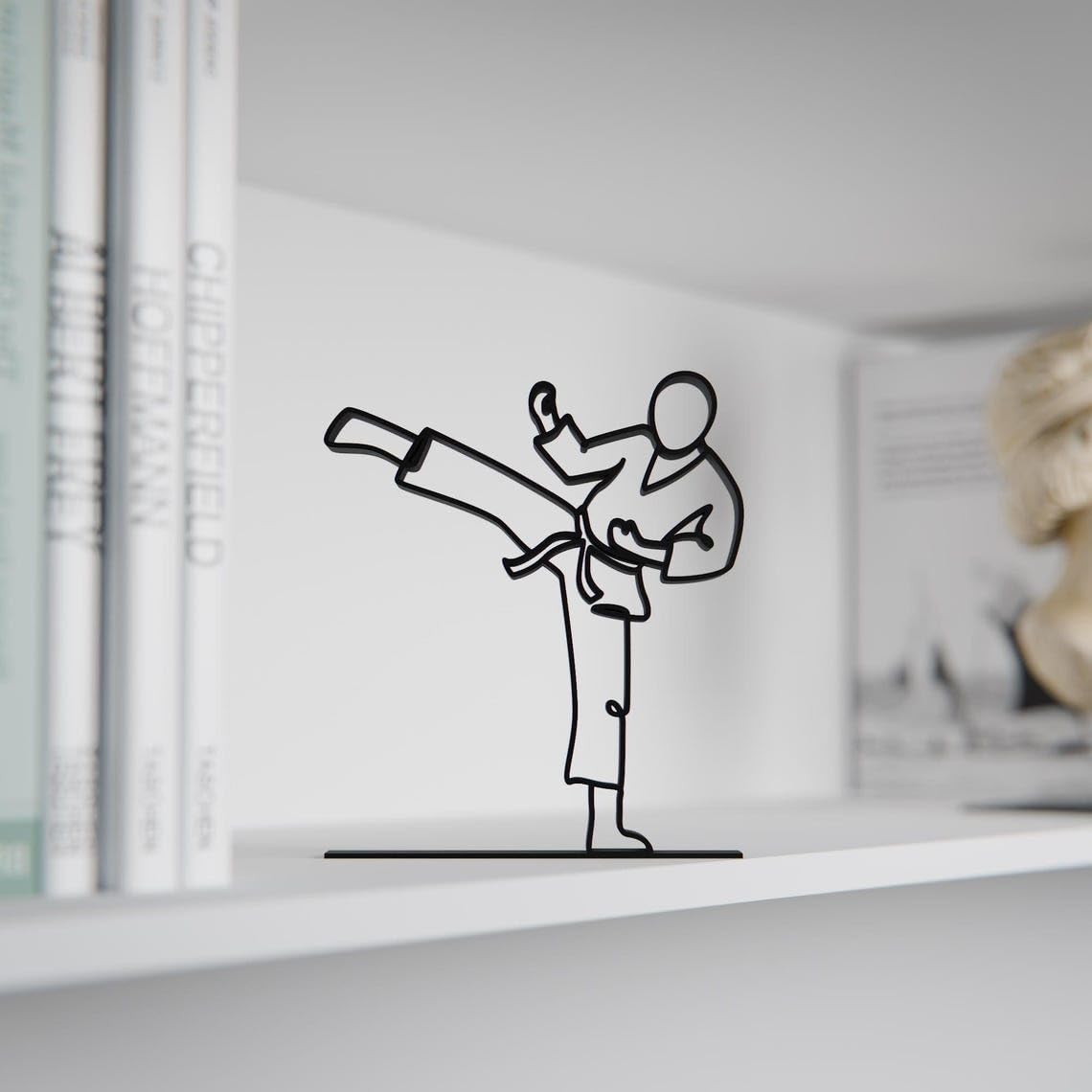 Karate Man Line Art Decor Figure Plastic Martial Arts Strength Inspired Art Display Statue for Desk Shelf Home Office Interior Styling India - Image 5