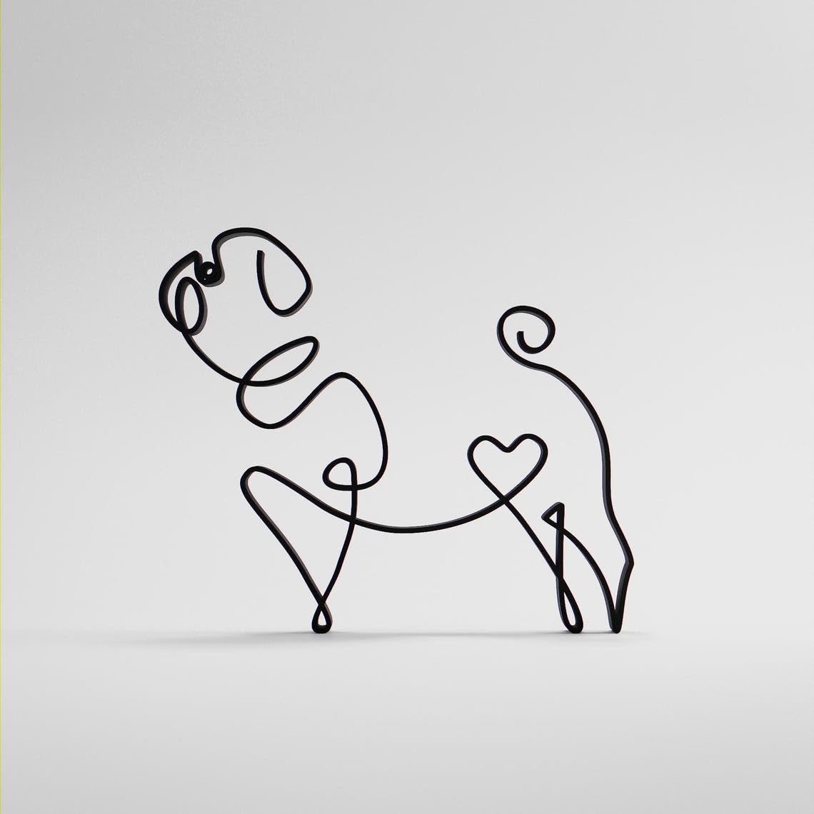 Pug Dog Line Art Figure Plastic Modern Home Decor Sculpture for Dog Lovers Desk Shelf Table Display Minimal Pet Accent for Office Living Space India - Image 6