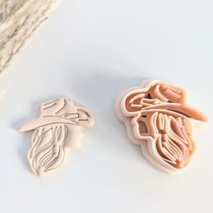 Cowgirl Earring Imprint Cutter Cookie Polymer Clay Jewelry Cutter Tool for Western Themed Handmade Clay Earrings DIY Accessories for Country Style Fashion and Rodeo Inspired Designs