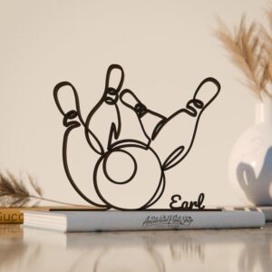 Bowling Plastic Minimal Line Art Sculpture Sports Decor Figure for Living Room Desk Shelf Bowling Theme Home Office Interior Styling Piece