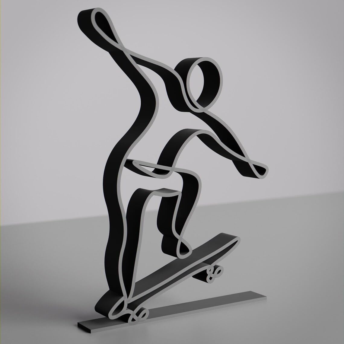 Skater Line Art Decor Figure Plastic Skateboarding Inspired Art Display Statue for Desk Shelf Home Office Interior Styling Sports Theme Modern Decor India - Image 3