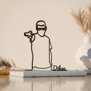 Personalized Yusuf Dikec Shooter Line Art Figure Plastic Name Decor Sports Shooting Inspired Gift Idea Minimal Art Statue for Desk Shelf Home Office Display Modern Interior India