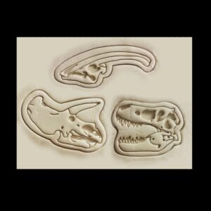 Black Dinosaur Skulls Cookie Cutter Set Cookie T-Rex Triceratops Parasaurolophus Cookie Mold for Kids Dinosaur Party Baking Educational Treats Prehistoric Theme Crafts and Decorations