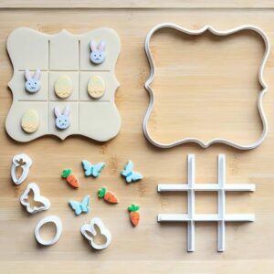 Assorted Easter Cookie Cutter Set - Egg, Butterfly, Carrot, Rabbit Shapes | Tic-Tac-Toe Chessboard Design Baking, Fondant, Clay Crafts, Holiday Baking, Cake Decoration & DIY Kitchen Tools