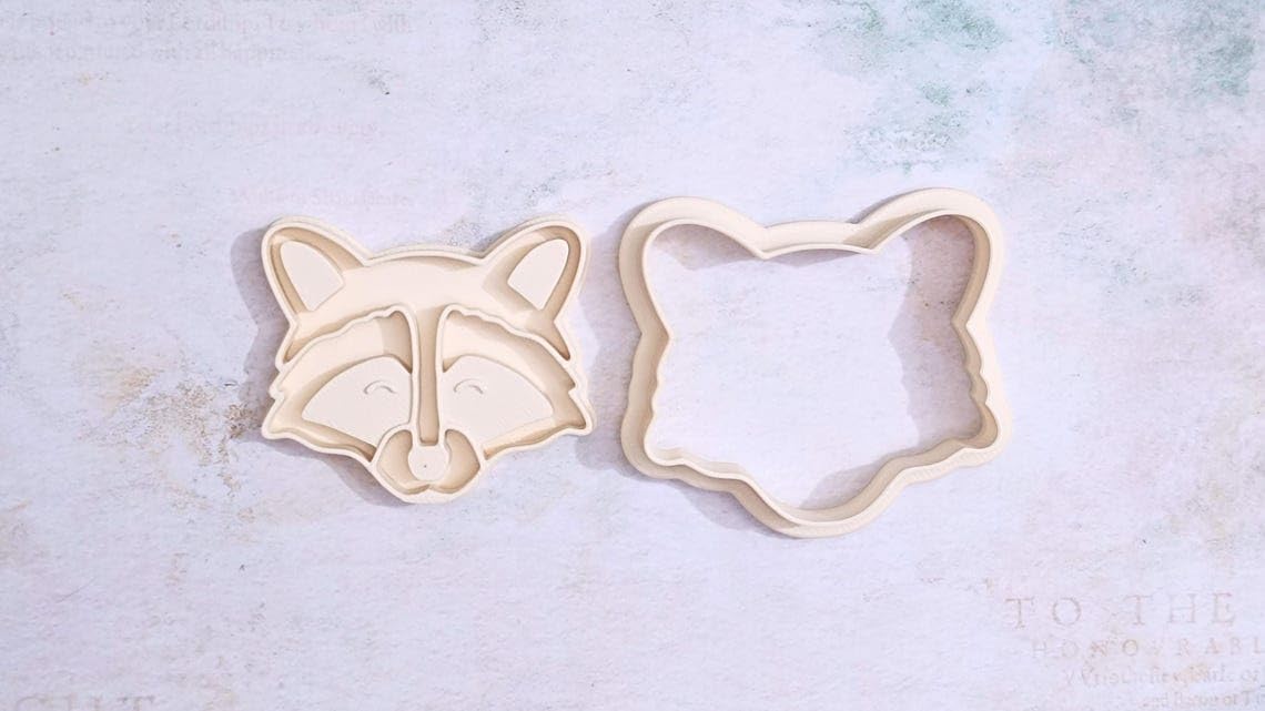 Raccoon head cookie cutter set for making shortbread cookies fondant biscuits sugar paste cake decorations perfect for animal themed baking kids parties forest animal treats - Image 2