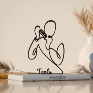 Black Harmonica Player Plastic Line Art Sculpture Artistic Minimal Music Decor Accent Modern Home Office Display Piece Unique Gift for Music Enthusiasts Harmonica Lovers and Creative Interior