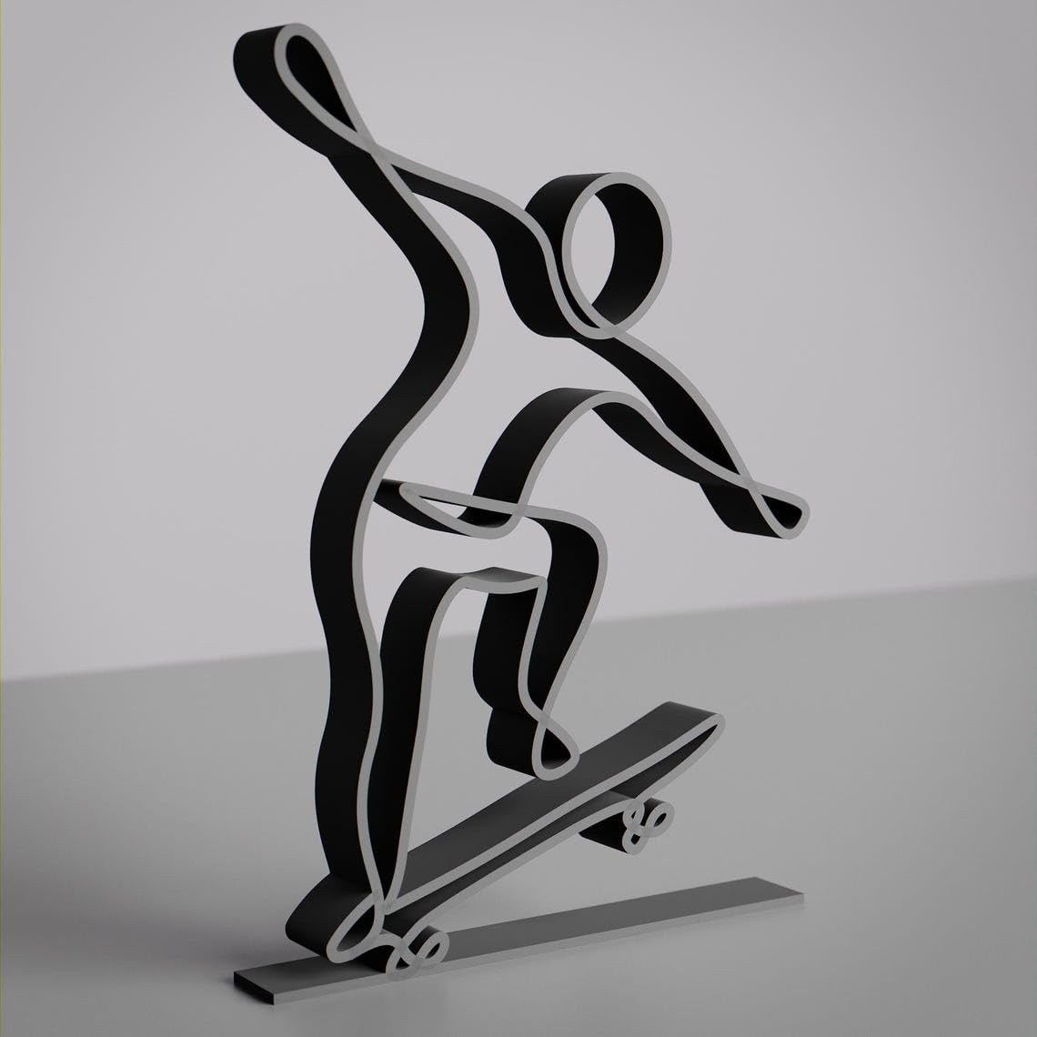 Skater Line Art Figure Plastic Minimal Skateboarding Decor Gift Idea for Desk Shelf Home Office Display Modern Interior Art Sports Inspired India - Image 3