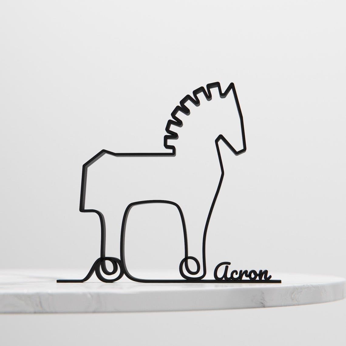 Trojan Horse Plastic Minimal Line Art Sculpture Myth Decor Figure for Living Room Desk Shelf Ancient Theme Home Office Interior Styling Piece - Image 4