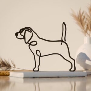 Personalized Beagle Dog Inspired Line Art Figure Plastic Custom Name Pet Decor Gift for Home Office Desk Shelf Minimal Modern Interior India