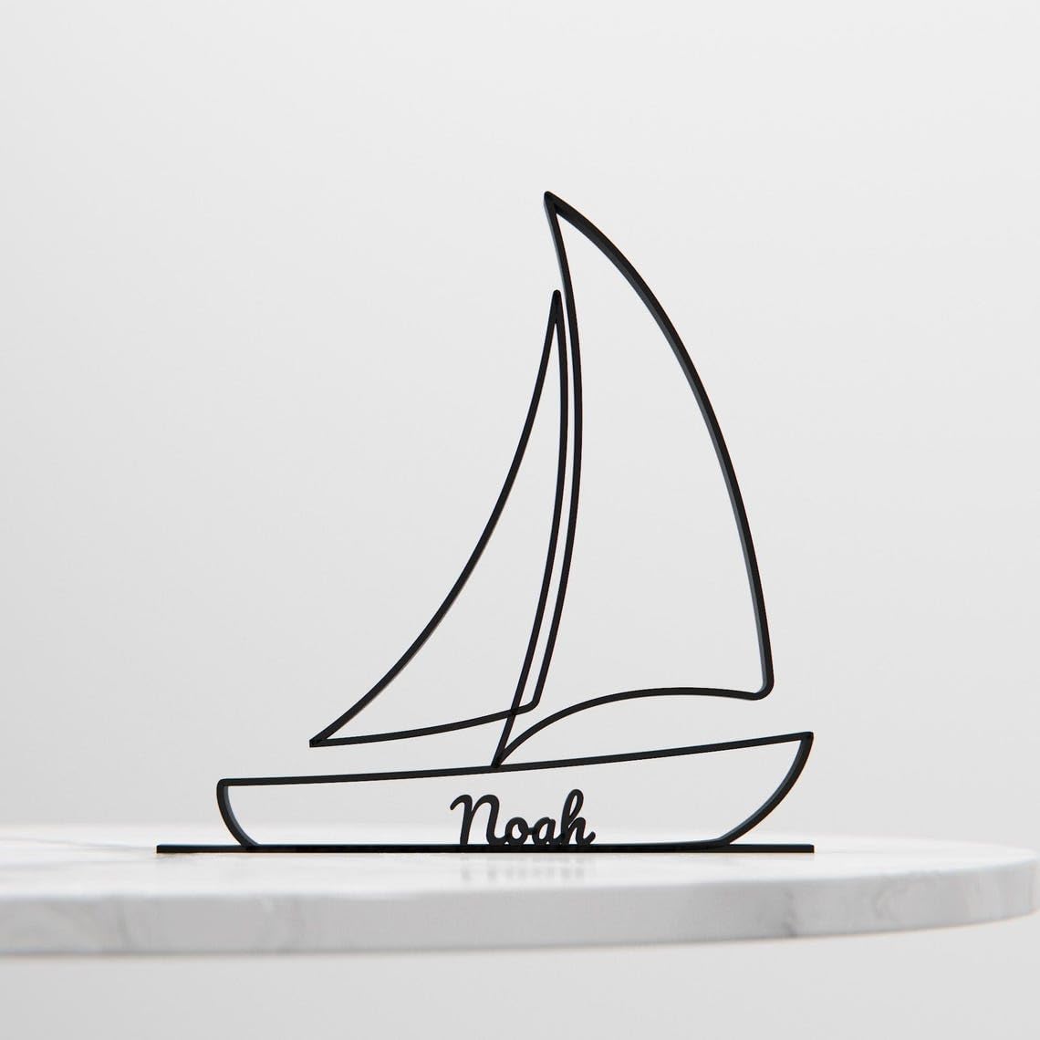 Sailboat Minimal Line Art Figure Plastic Ocean Inspired Decor Gift for Desk Shelf Home Office Modern Interior Art Display for Everyday Calm Living India - Image 5