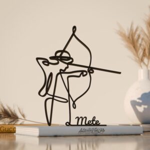 Archer Plastic Personalized Line Art Figure Minimalist Archery Inspired Sculpture with Name Detail for Home Decor Desk Shelf Living Room Bedroom Office Interior Display