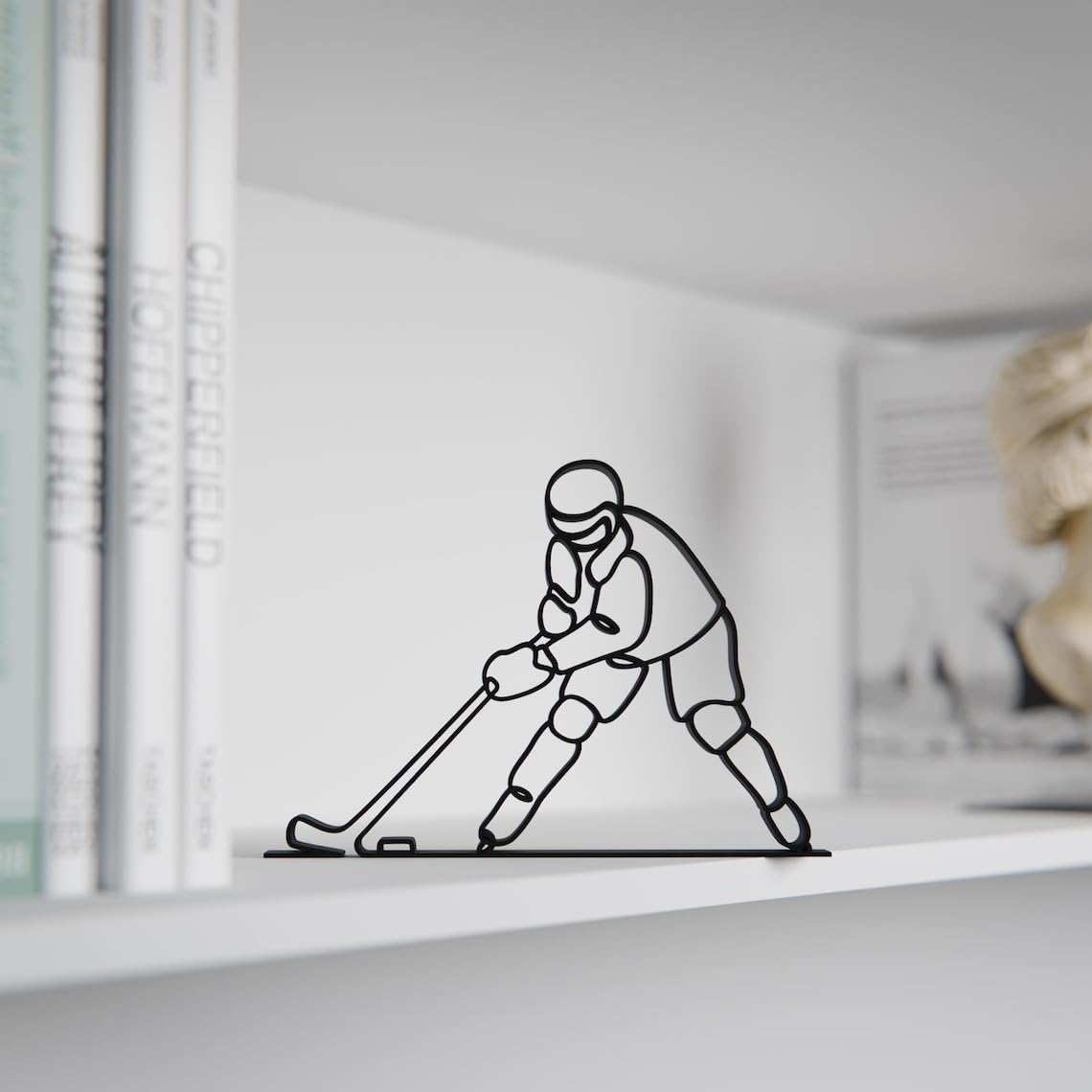 NHL Ice Hockey Inspired Line Art Figure Plastic Minimal Sports Decor Statue for Home Office Desk Shelf Modern Interior Art Gift Daily Motivation India - Image 5