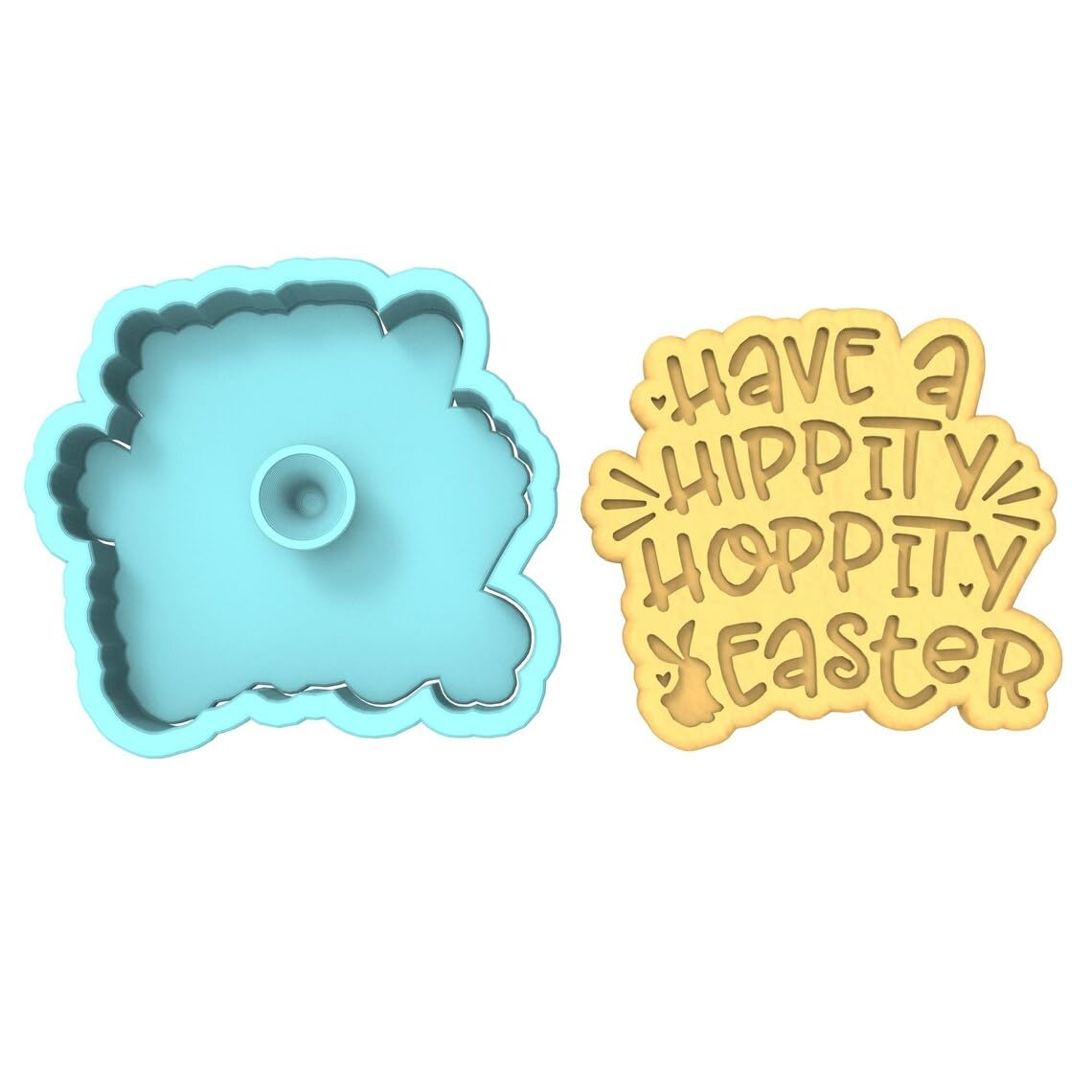 Black Have a Hippity Hoppity Easter Cookie Cutter Stamp Stencil Baking Tool for Bunny and Easter Theme Cookies Fondant Pastry Biscuits Sandwiches Desserts Spring Party Snacks Baking - Image 2
